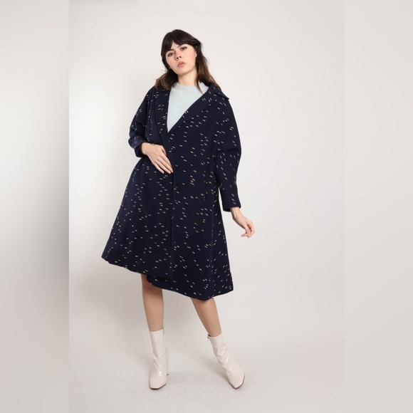 Vintage 1950’s Lilli Ann Flecked Polka Dot Tweed Swing Coat - Picture 2 of 12